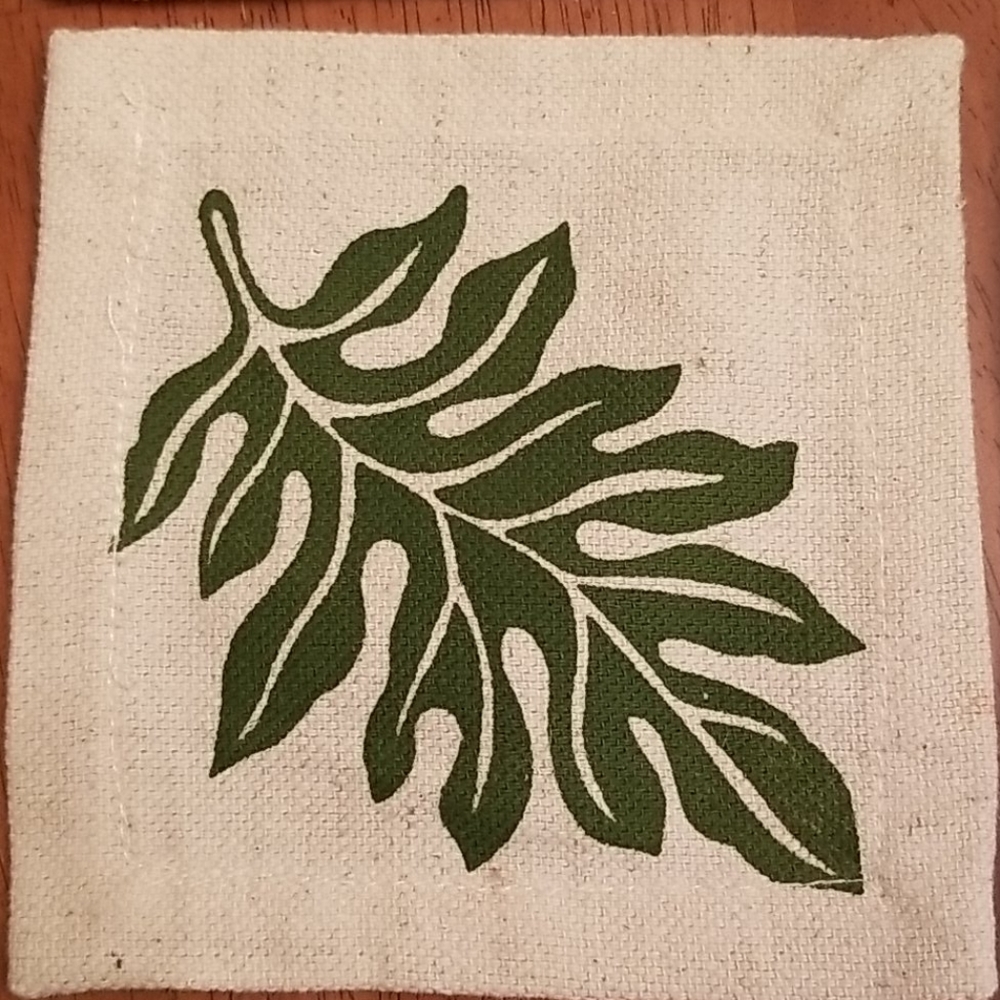 Set of Four Leaf Design Linen Coasters NWTO - Picture 2 of 2
